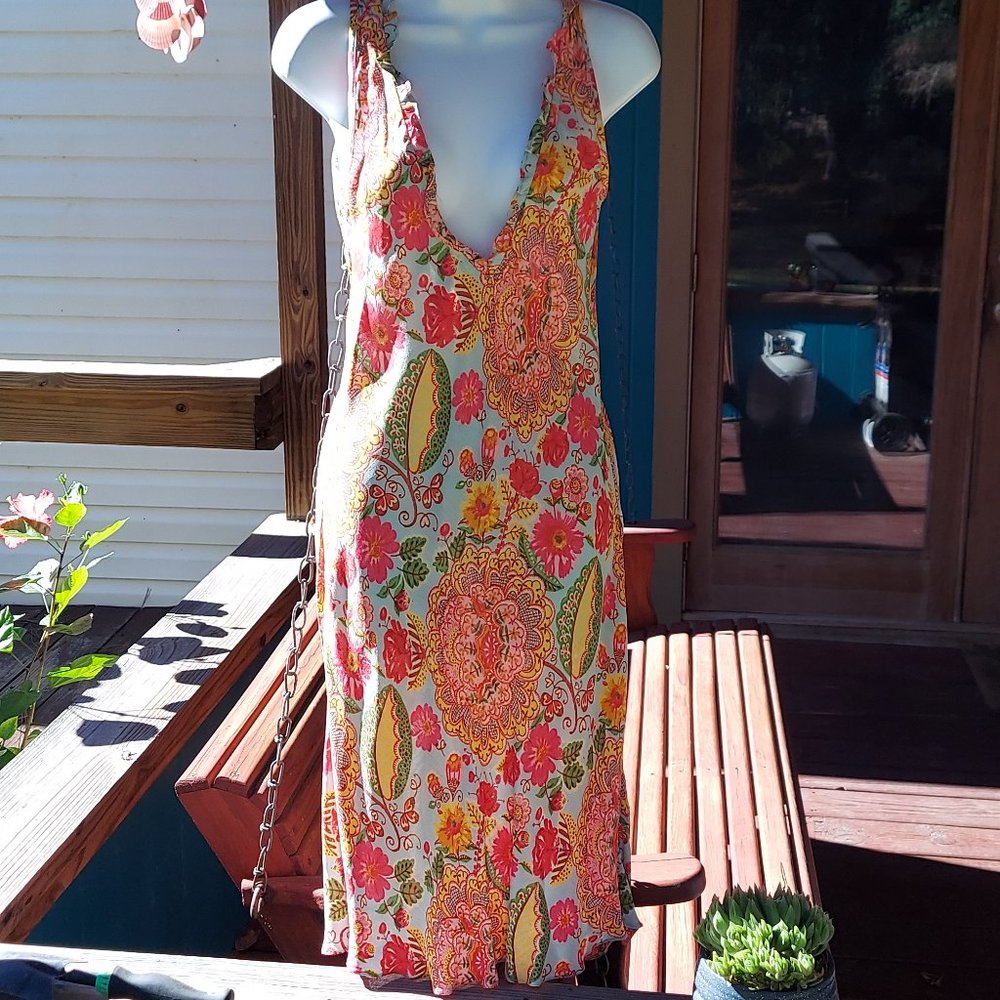 ANGIE Vintage Bohemian Low Cut Sun Dress Size M